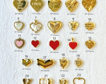 Heart Charm, Gold Charm, Journal Charms, Gold Pendant, Gold Charms For Necklace, Jewelry Components for DIY Bracelet Earrings Making Supply