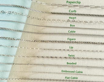 Collar de cadena de acero inoxidable para mujer y hombre, resistente al agua, con forma de cable, clip, cadena de eslabones, cadena de eslabones, ideal para niños, regalo de San Valentín y cumpleaños.