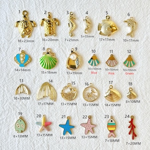 Gold Charm, Journal Charms, Sea Creatures Gold Pendant, Gold Charms For Necklace, Jewelry Components for DIY Bracelet Earrings Making Supply