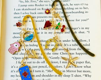 Custom Charm Bookmark, Handmade Gold Bookmark, Aesthetic Bookmark, Book Club Gifts, Metal Bookmark With Charms, Book Lover Gifts For Her/Him