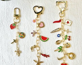 Gouden tashangers, aangepaste bedelsleutelhanger, bouw je eigen tasbedel, portemonneeaccessoire, autosleutelhangers, portemonneeketting, verjaardagscadeau voor haar