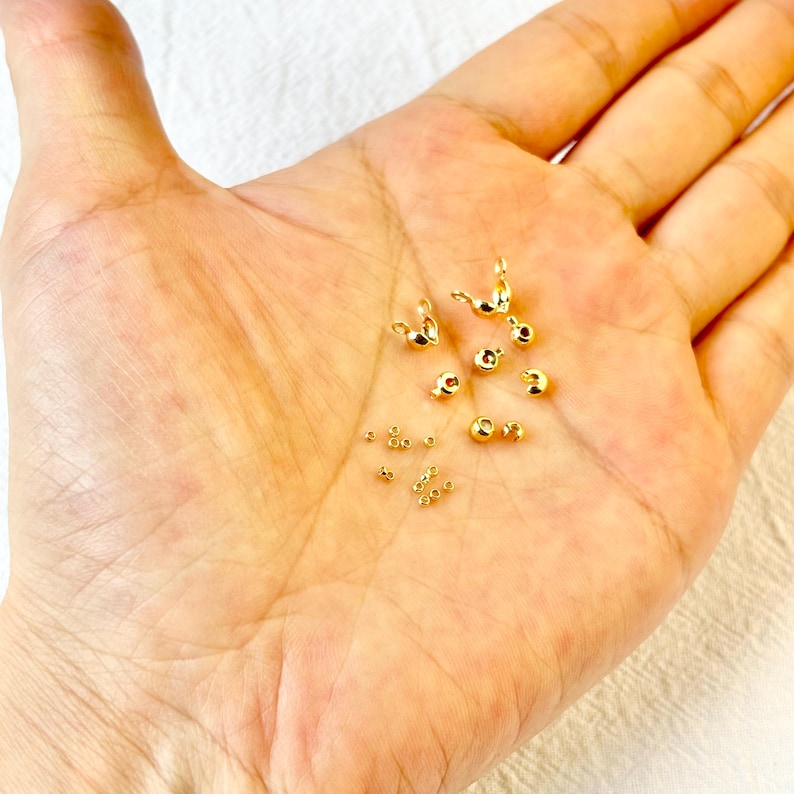 Positioning Bead Gold Plated Crimp Beads Set – Positioning Beads, Crimp Knot Covers ...