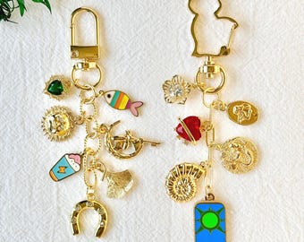 Gouden tashangers, bouw je eigen tashanger, aangepaste bedelsleutelhanger, portemonneeaccessoire, autosleutelhangers, portemonneeketting, verjaardagscadeau voor haar