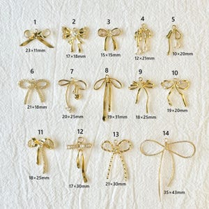 Bow Charm, Gold Charm, Add On Charm, Gold Pendant, Gold Charms For Necklace, Jewelry Components for DIY Bracelet Earrings Making Supply
