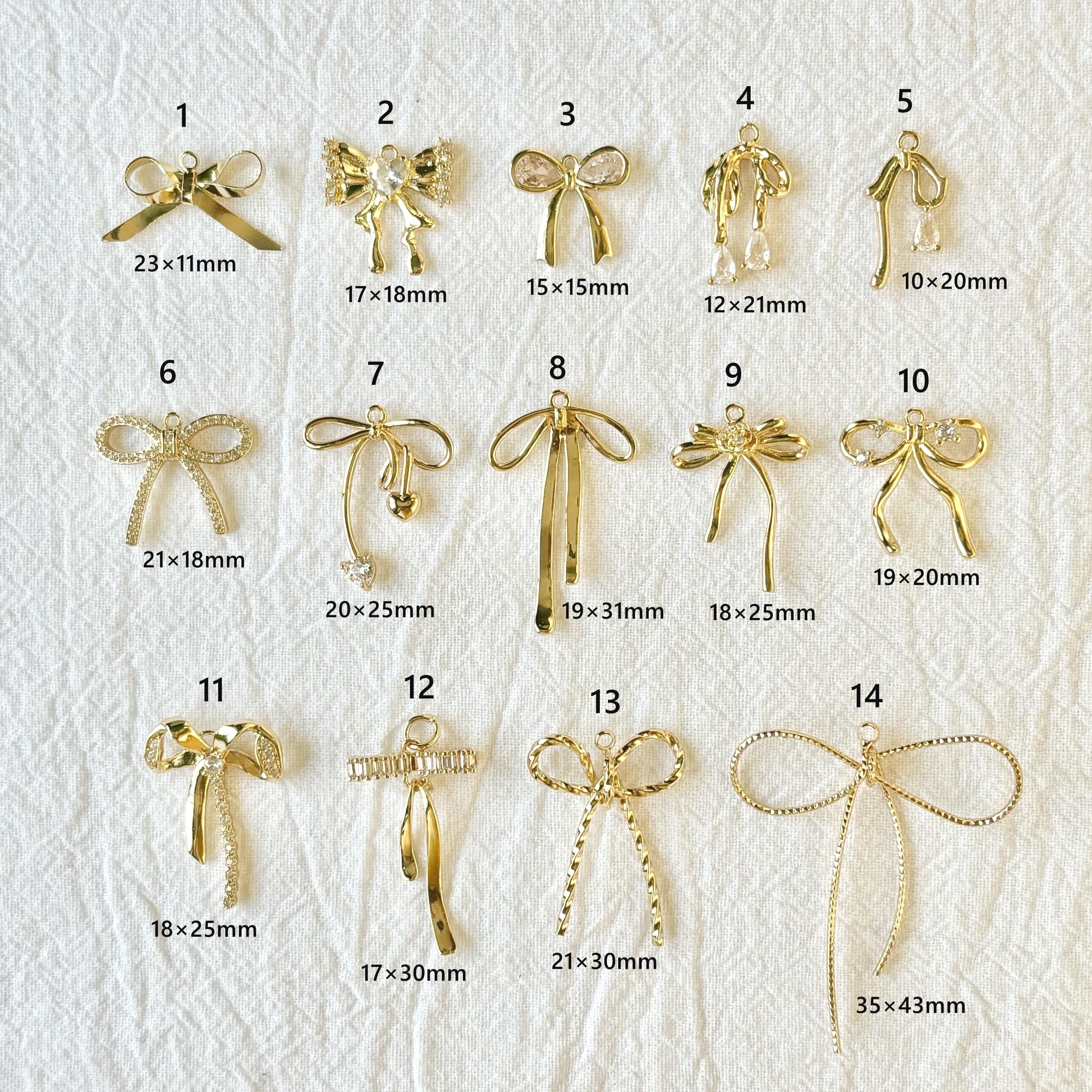 Bow Charm, Gold Charm, Add On Charm, Gold Pendant, Gold Charms For Necklace, Jewelry Components for DIY Bracelet Earrings Making Supply