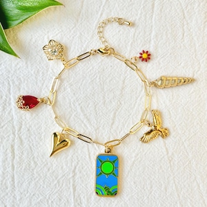 Custom Charm Bracelet for Women, Build Your Own Vintage Chunky Multi Gold Charm Bracelets, Personalized Christmas Birthday Gift For Her