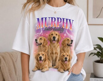 Personalized Retro Bootleg Shirt,Custom Dog Name Shirt,Dog Photo on Tee,Vintage Bootleg Style Tee,Memorial 90s Retro Top,Gift for Pet Lover
