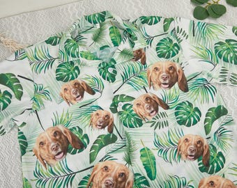 Custom Hawaiian Shirt with Photo,Personalized Hawaiian Swim Trunks with Face,Men Hawaiian Button Up Shirt,Customized Face Shirt Summer Gifts
