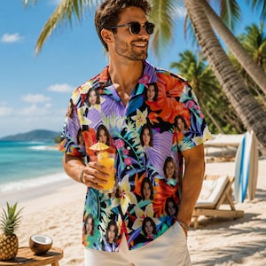 Custom Photo Hawaiian Shirt, Personalized Family Aloha Tropical Shirt