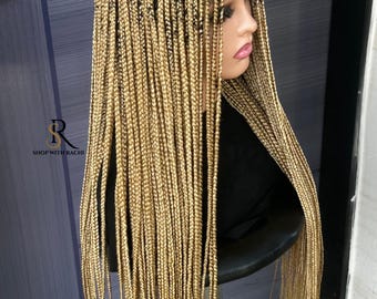 Blonde 613 27 Honey Blonde Platinum Lace Baby Hair Box Braid 