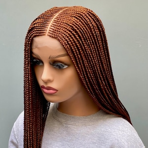 Kant-en-klare gevlochten pruik middenstuk met 2*6 vlechten aan de voorkant 28-inch cornrow-boxgevlochten pruik middendeel gevlochten Ghana-pruiken Voor zwarte vrouwen
