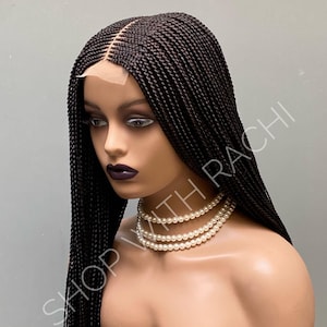 Kant-en-klare gevlochten pruik middenstuk met 2*6 vlechten aan de voorkant 28-inch cornrow-boxgevlochten pruik middendeel gevlochten Ghana-pruiken Voor zwarte vrouwen