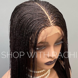 Micro Twist Braided wig on 6by6 Lace Front 26inches Color 1b braids Glueless Nano Senegalese Twist Braid Wigs For Black Women