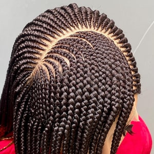 Gevlochten cornrow-pruik op 13 bij 6 frontale kant Gevlochten voorkant Zijscheiding 26 inch Aanpasbare vlechtpruiken voor zwarte vrouwen
