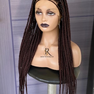 Ready To Ship Glueless Knotless Jumbo Box Braided Wig on Natural Full Lace Front -Big Chunky Braids Handmade Braid Hair for Black Women