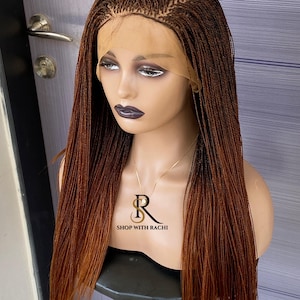 Micro Twist Braided Wig on Full lace in Color 30 Glueless Braids - Tiny Twist Braid Wigs for Black Women- Elegant Micro Senegalese Twist Wig