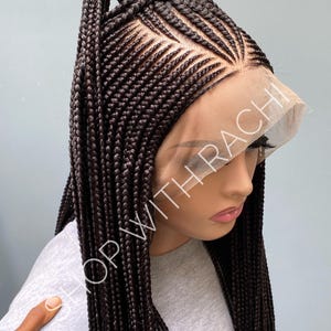 Cornrow Braid Wig on Full Lace Braided Wig Customisable Fulani Braids African Box braids Glueless Wigs Handmade For Black Women