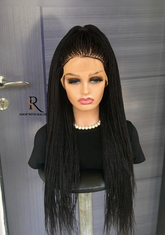 Million braids wig. Black 28inches Twist Braided Wig, Micro Million Twist Wig, Afro Braided Wig  main image 3