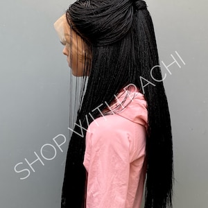 Micro Twist Geflochtene Perücke auf Vollspitze Farbe 1b Schwarze Zöpfe 26 Zoll Glueless Tiny Twist Braid Perücken Für schwarze Frauen