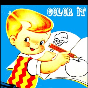 Vintage Coloring Book. &#39;Color It&#39;. 12 coloring pages. PDF. Instant download