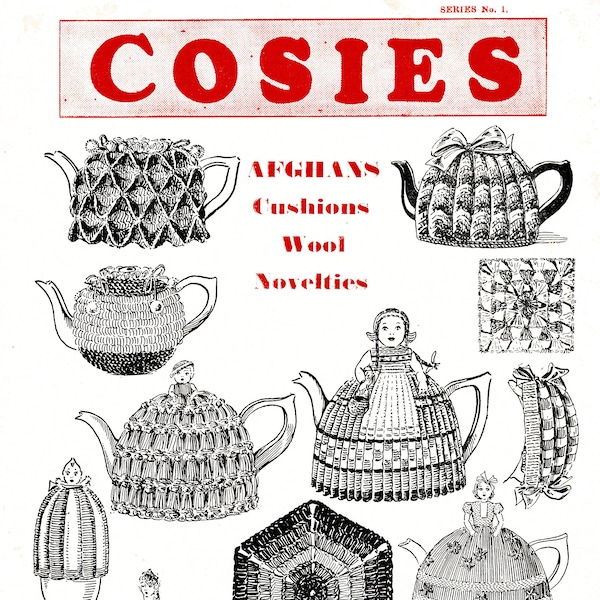 Cosies. Knitted and Crocheted Vintage Tea Cosy Patterns. Egg Cosy. Digital Download