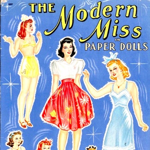 The Modern Miss Paper Dolls,  1942,  Vintage Fashion, 8 pages, PDF Download