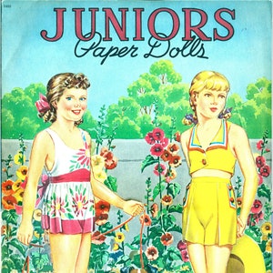 Juniors Paper Doll Book, 1945, 32 Pages, Teens, 4 Dolls, Middle School, Wartime Era,  PDF Download