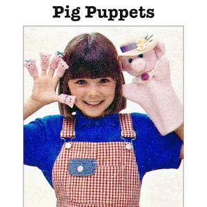 子豚の人形。裁縫パターン。ママの手袋人形。子豚の指人形。デジタル PDF ダウンロード。