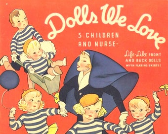 Dolls We Love, Vintage Paper Doll Book, 1936, 12 Pages, Kids, PDF