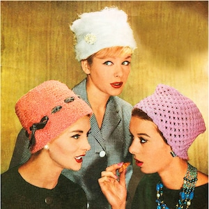 60s Style Knitted Hats. Lee Target Pattern 6024. PDF Download