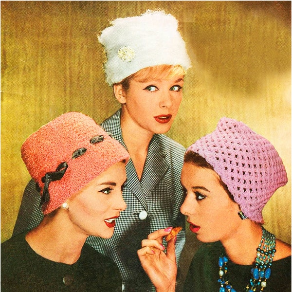 60s Style Knitted Hats. Lee Target Pattern 6024. PDF Download