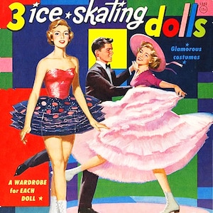 3 Ice Skating Paper Dolls with Full Wardrobe. Ice Skating.