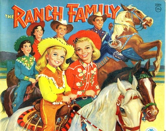Ranch Family Paper Doll Book, Merrill 1957, 16 Pages, Western, Cowboy, Cowgirl, Horses, Ranch, Country,  PDF Download