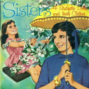 Sisters, Lowe Vintage Paper Doll Book, 1950s, 10 Pages, Kids, PDF Download