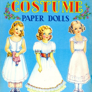 Costume Paper Doll Book, 1940s, 6 Pages, Kids, Historical Costumes, PDF Download