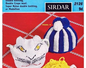 Knitted Cat Tea Cosy and other Tea Cosies  - Digital Knitting Pattern