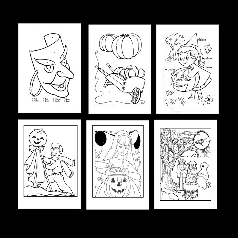 Vintage Halloween Coloring Pages. 24 pages to Color. PDF Instant Download image 5