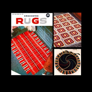 Vintage 1950s &quot;Star Rug Book&quot;Crocheted Rugs&quot; # 106.  30 pages. 14 design patterns. PDF Download.