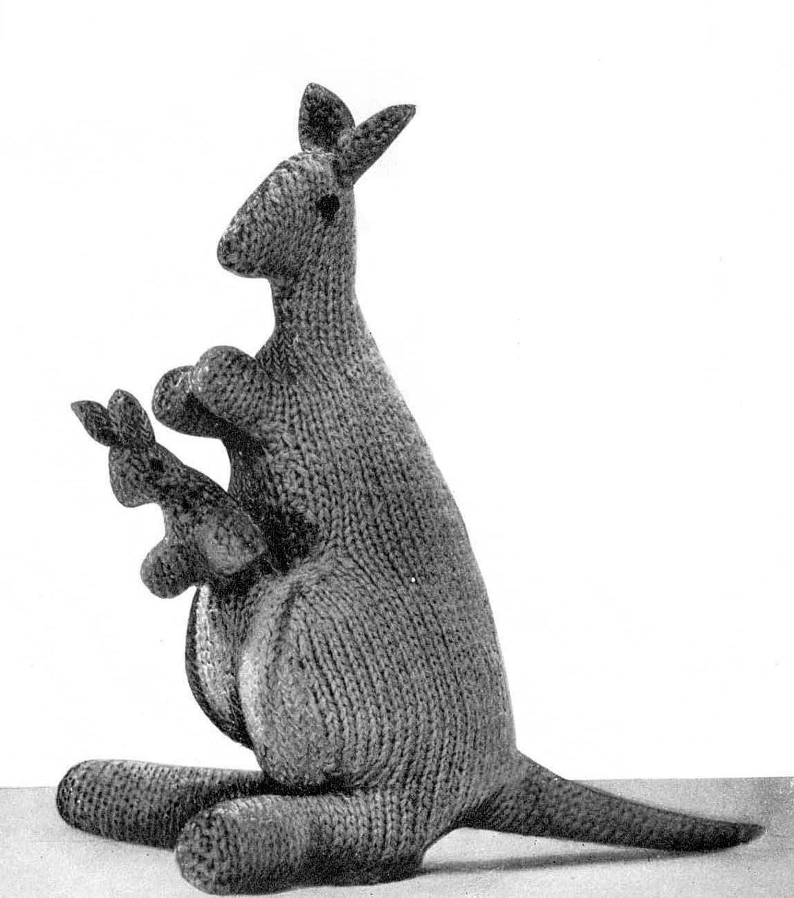 The Toy Box. Knitted Vintage Toy Patterns. Panda. Giraffe. Bunny. Clown. Penguin. Kangaroo