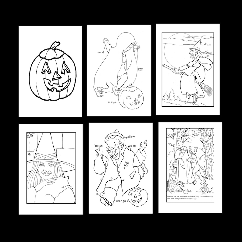 Vintage Halloween Coloring Pages. 24 pages to Color. PDF Instant Download image 4