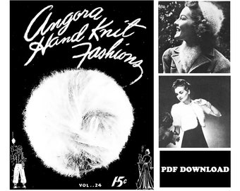 Modas tejidas a mano de angora. Folleto de patrones de tejido de los años 50. Descarga instantánea de PDF.