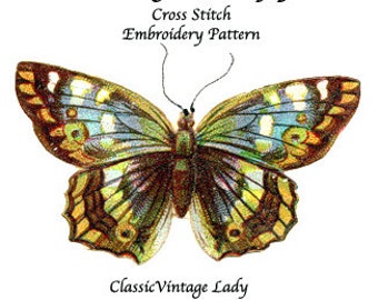Vintage Butterfly  -  Cross Stitch. Digital Pattern