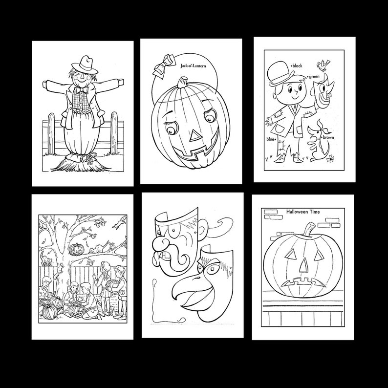 Vintage Halloween Coloring Pages. 24 pages to Color. PDF Instant Download image 2
