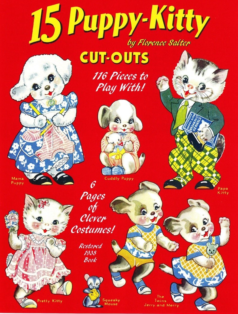 15 Puppykitty Cut Outs Paper Doll