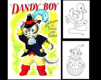 Vintage Malbuch. 'Dandy Boy'. 1950er Jahre. PDF Sofort Download