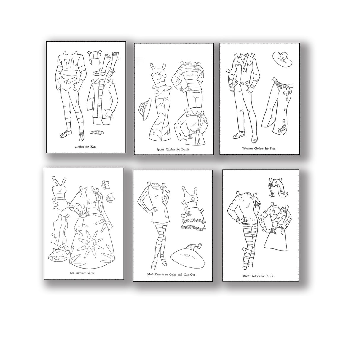 Barbie and Ken Paper Doll Coloring Book, 1970, Whitman, 12 Pages, , PDF