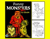 Funny Monsters Coloring Book. Halloween. 38 Monsters to Color. PDF Instant Download.