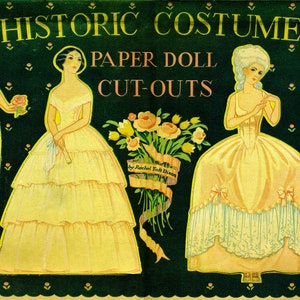 Historic Costumes, Paper Doll Book, 1943, 8 Pages, Stuart, Tudor, Colonial,etc, Rachel Taft Dixon, 1934, Ephemera, Digital PDF Download