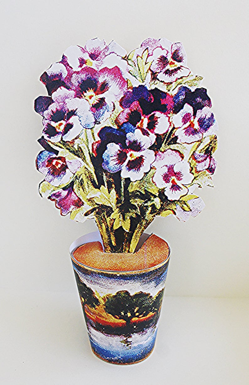 12 Paper Flower Pots Vintage Paper Craft to Print Cut and Etsy