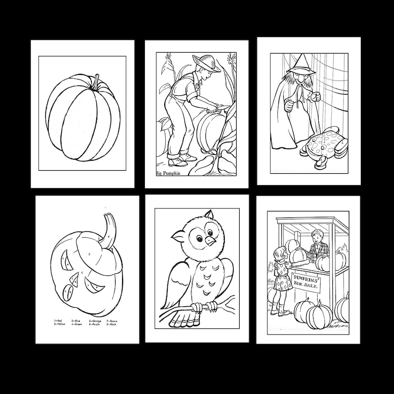 Vintage Halloween Coloring Pages. 24 pages to Color. PDF Instant Download image 3